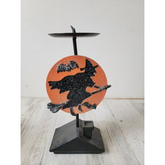 Halloween candle holder which rooftop‎ bat glitter home decor